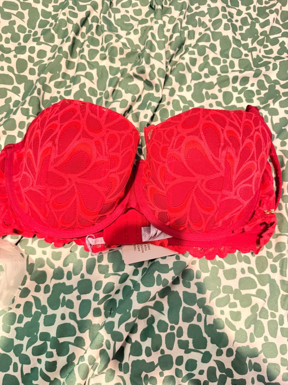 Savage X Fenty Red Lace Strapless Push-Up Bra
